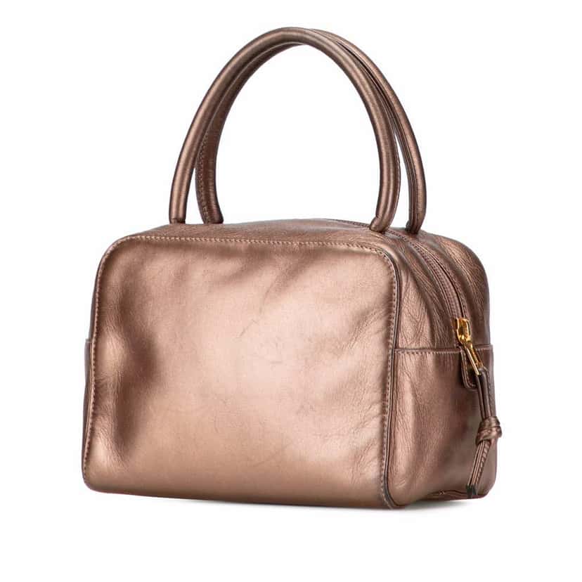 Loewe Metallic Leather Anagram Handbag Brown Leather Good condition - Back View
