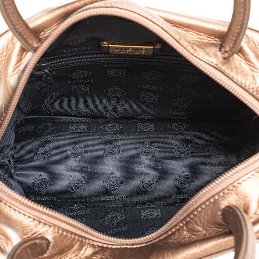 Loewe Metallic Leather Anagram Handbag Brown Leather Good condition - Model View