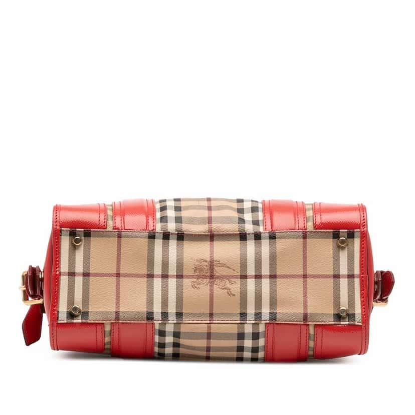 Burberry Haymarket Check Coated Canvas Minford Portrait Satchel Brown Canvas Good condition - Inside View