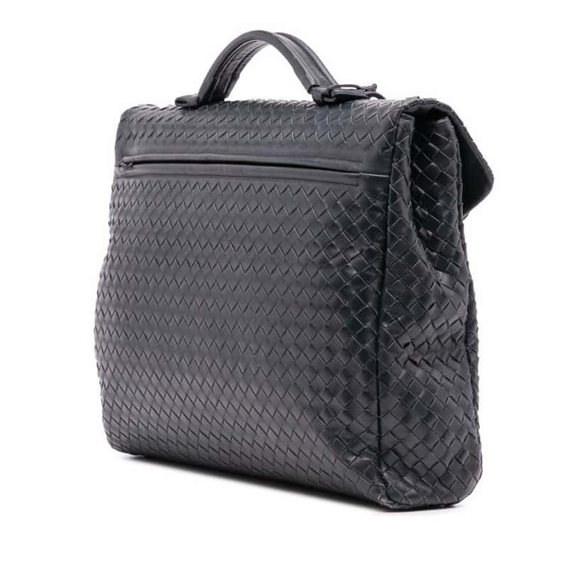 Bottega Veneta Nappa Intrecciato Briefcase Blue Leather Good condition - Back View