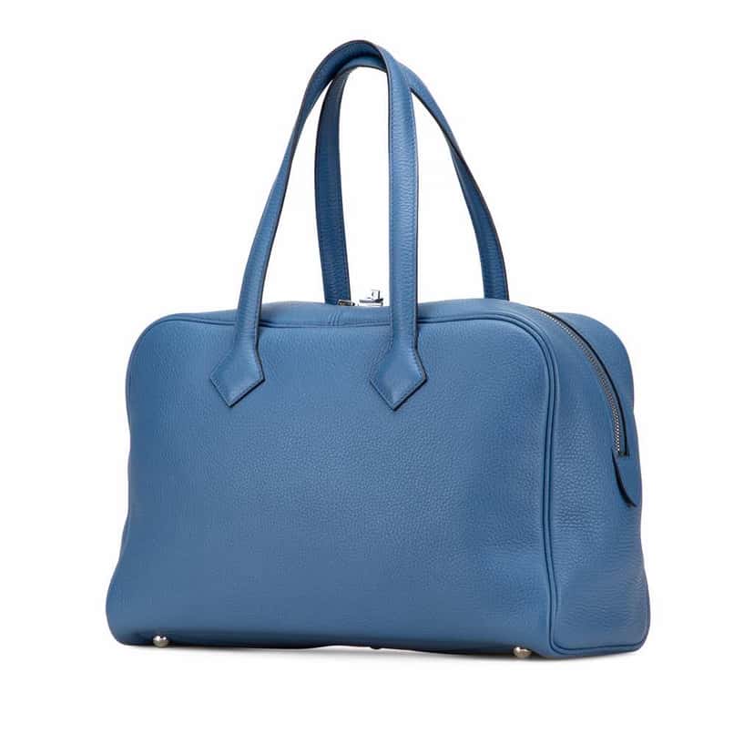 Hermès Clemence Victoria II 35 Blue Leather Good condition - Back View