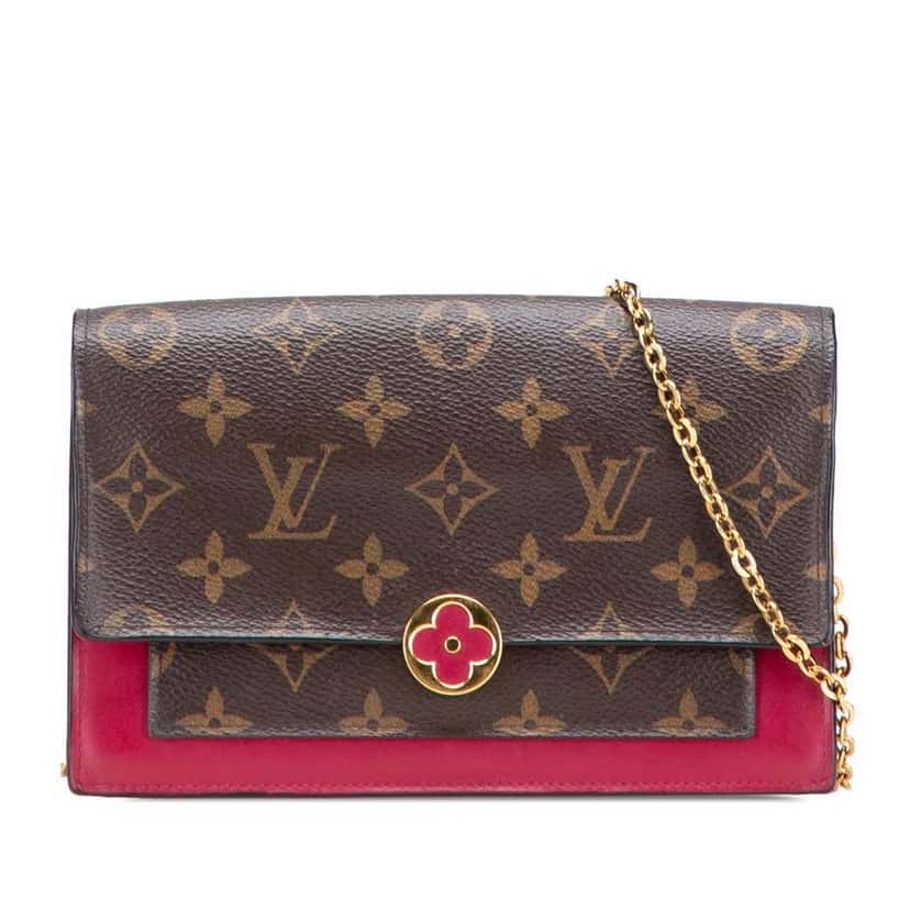 Louis Vuitton Monogram Flore Wallet On Chain Brown Canvas Very good condition - Front View