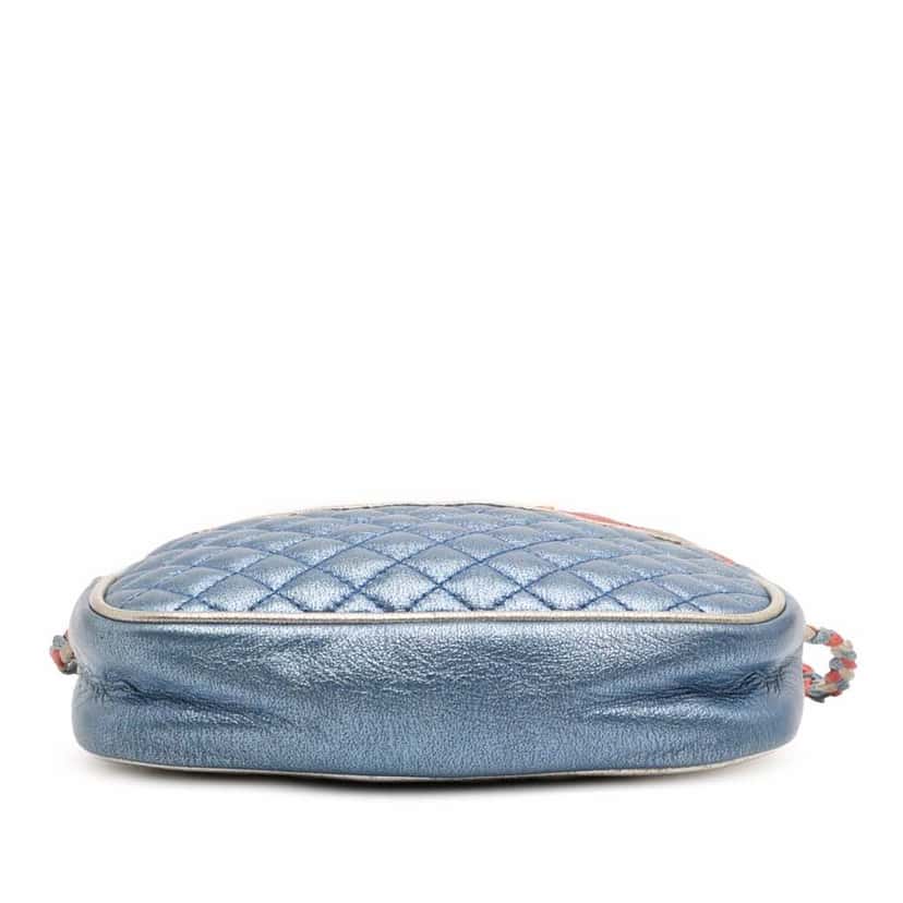 Gucci Mini Laminated Nappa Trapuntata Zumi Dome Crossbody Blue Leather Good condition - Inside View