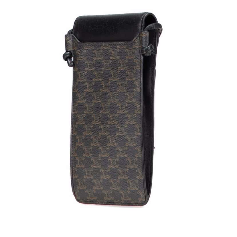 Celine Triomphe Coated Canvas Phone Pouch Flap Crossbody Brown Canvas Good condition - Back View