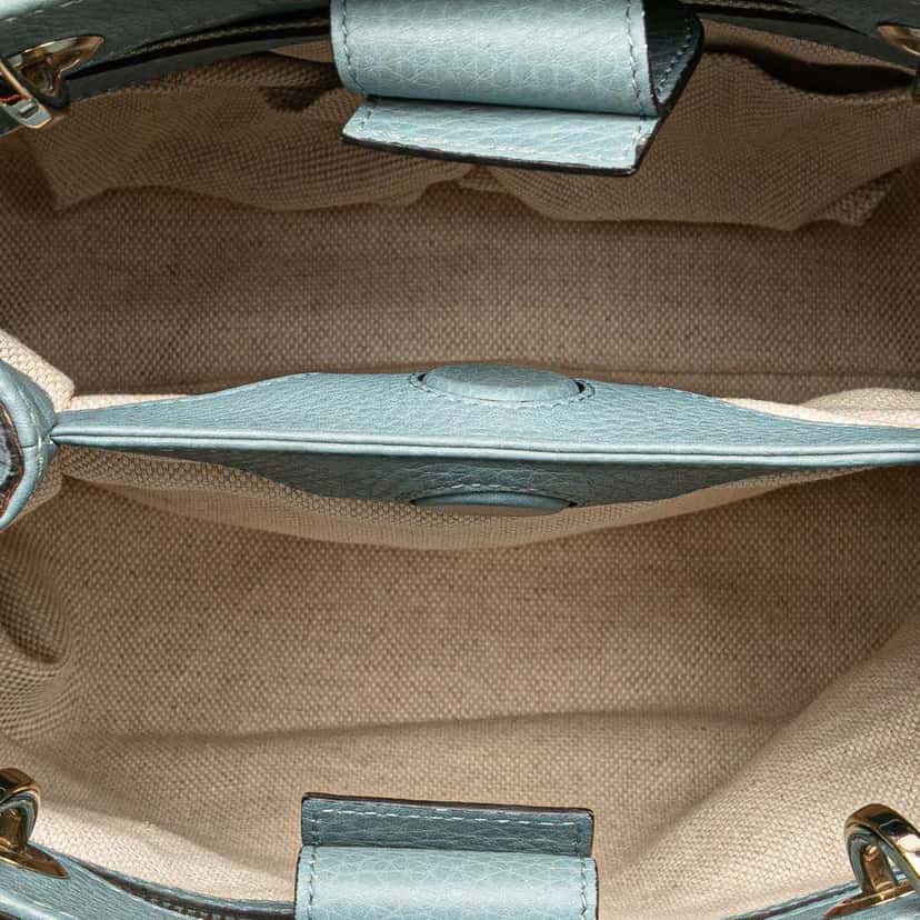 Gucci Small Canvas Flora Bamboo Shopper Satchel White Canvas Good condition - Model View