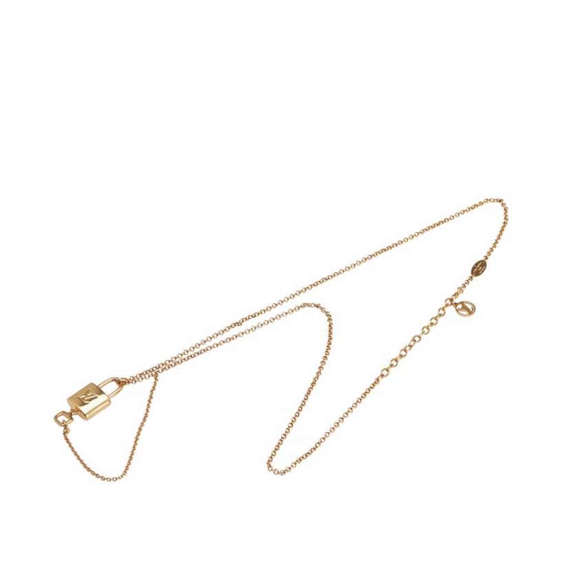 Louis Vuitton Gold Plated Locky Pendant Necklace Gold Metal Good condition - Back View