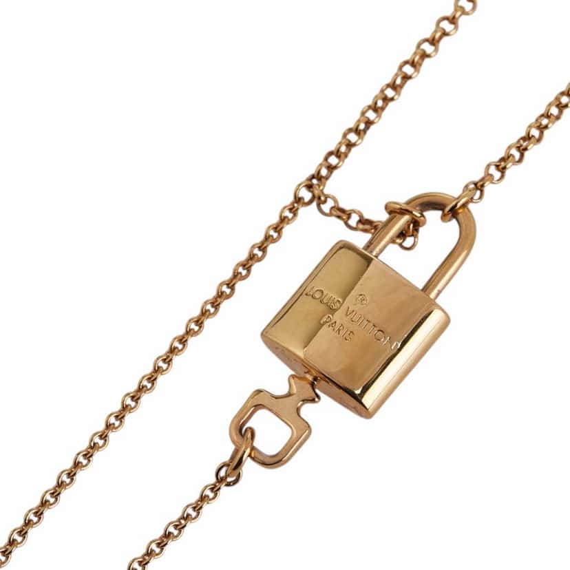 Louis Vuitton Gold Plated Locky Pendant Necklace Gold Metal Good condition - Inside View