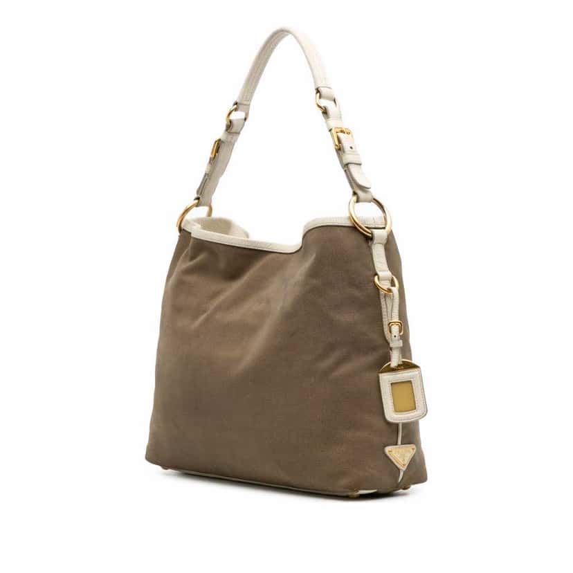 Prada Canvas Canapa Logo Shoulder Bag Brown Canvas Very good condition - Back View
