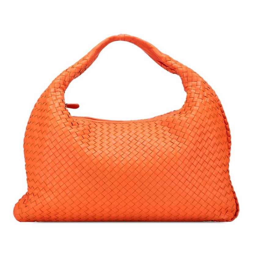 Bottega Veneta Medium Nappa Intrecciato Veneta Hobo Orange Leather Good condition - Front View