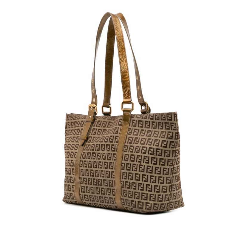 Fendi Zucchino Canvas Superstar Tote Brown Canvas Good condition - Back View