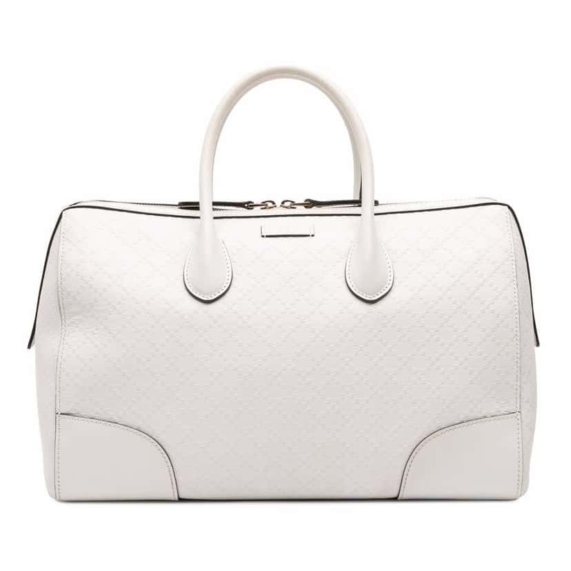 Gucci Medium Diamante Leather Boston Bag White Leather Good condition - Front View