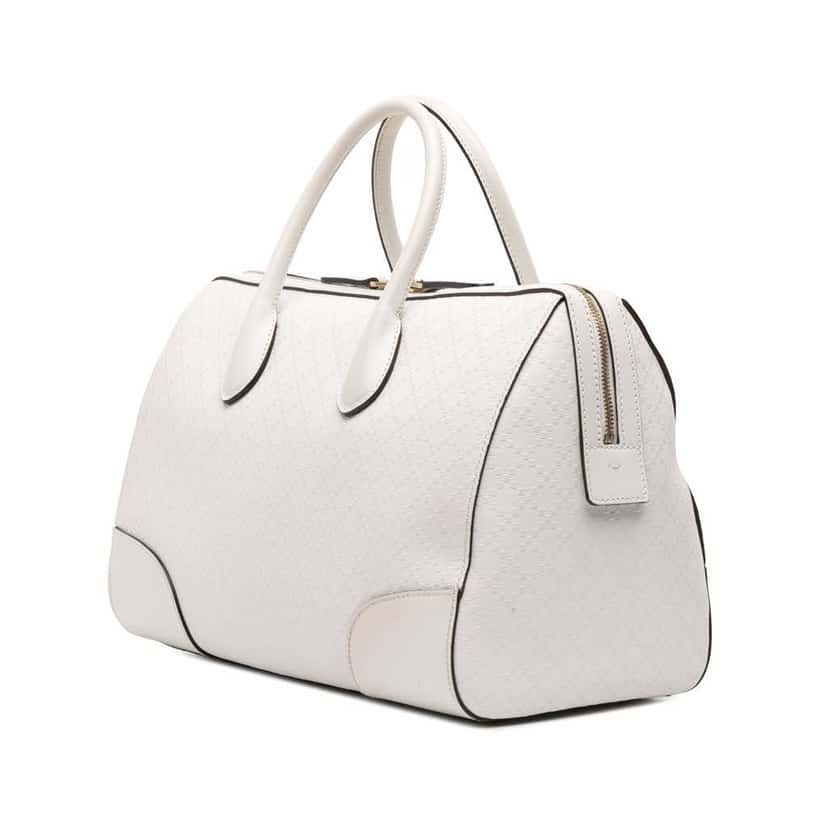 Gucci Medium Diamante Leather Boston Bag White Leather Good condition - Back View