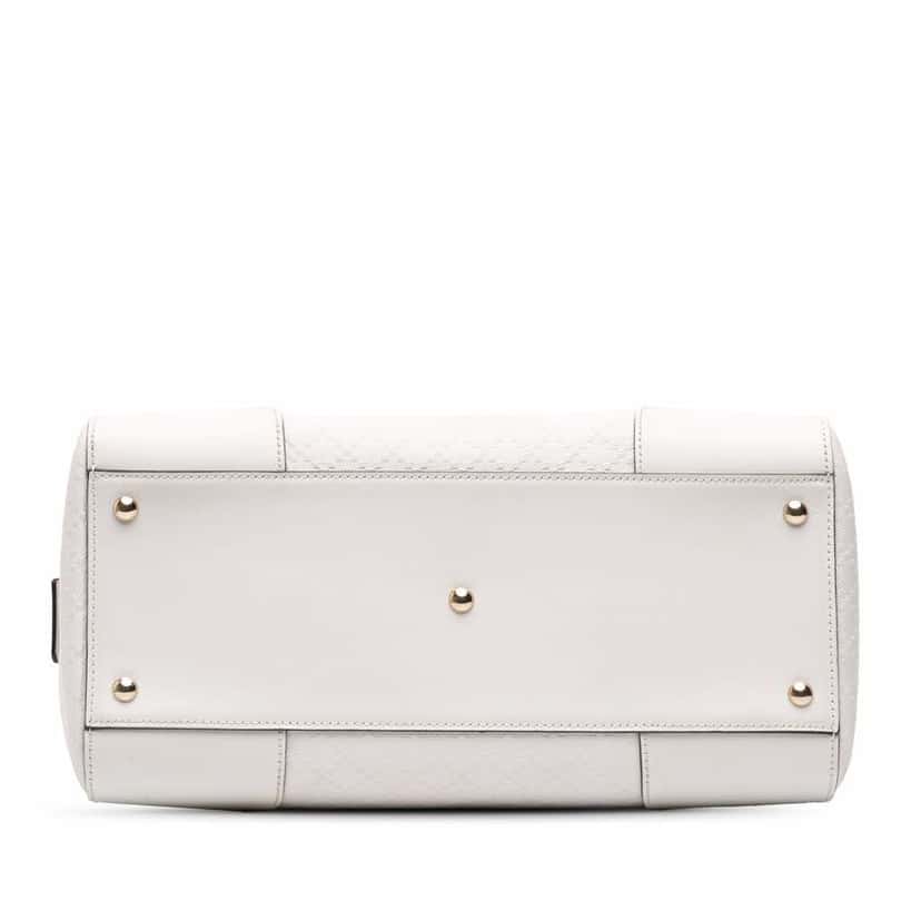 Gucci Medium Diamante Leather Boston Bag White Leather Good condition - Inside View