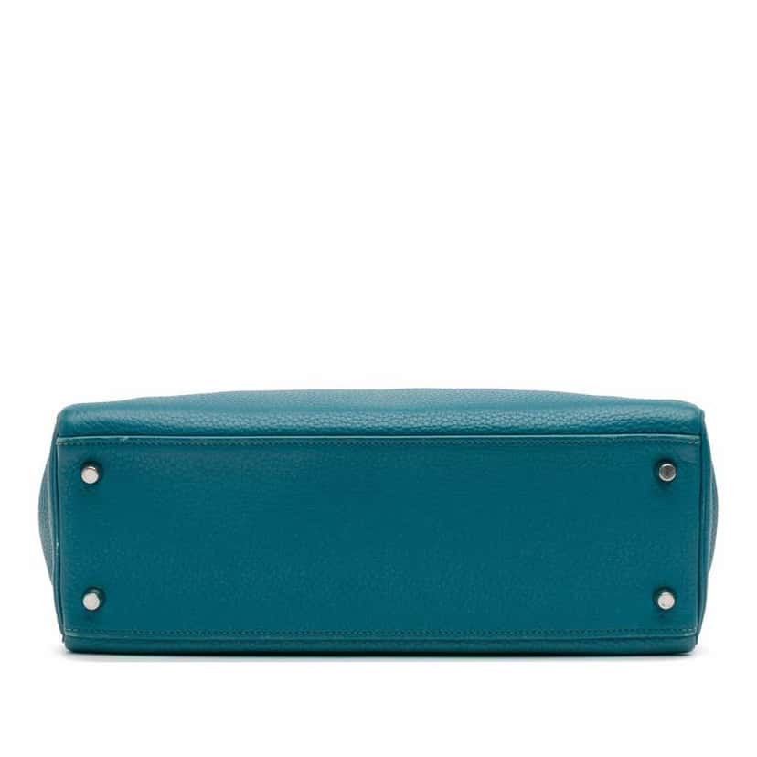 Hermès Clemence Kelly II Retourne 32 Blue Leather Good condition - Inside View
