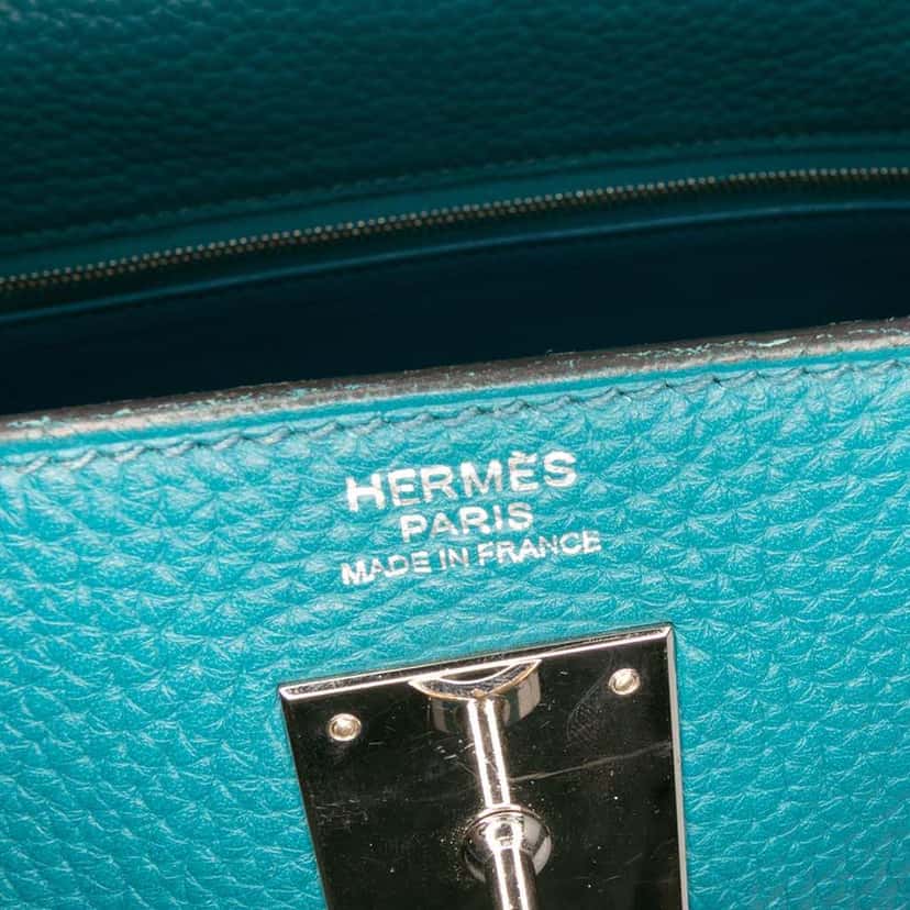 Hermès Clemence Kelly II Retourne 32 Blue Leather Good condition - Box View