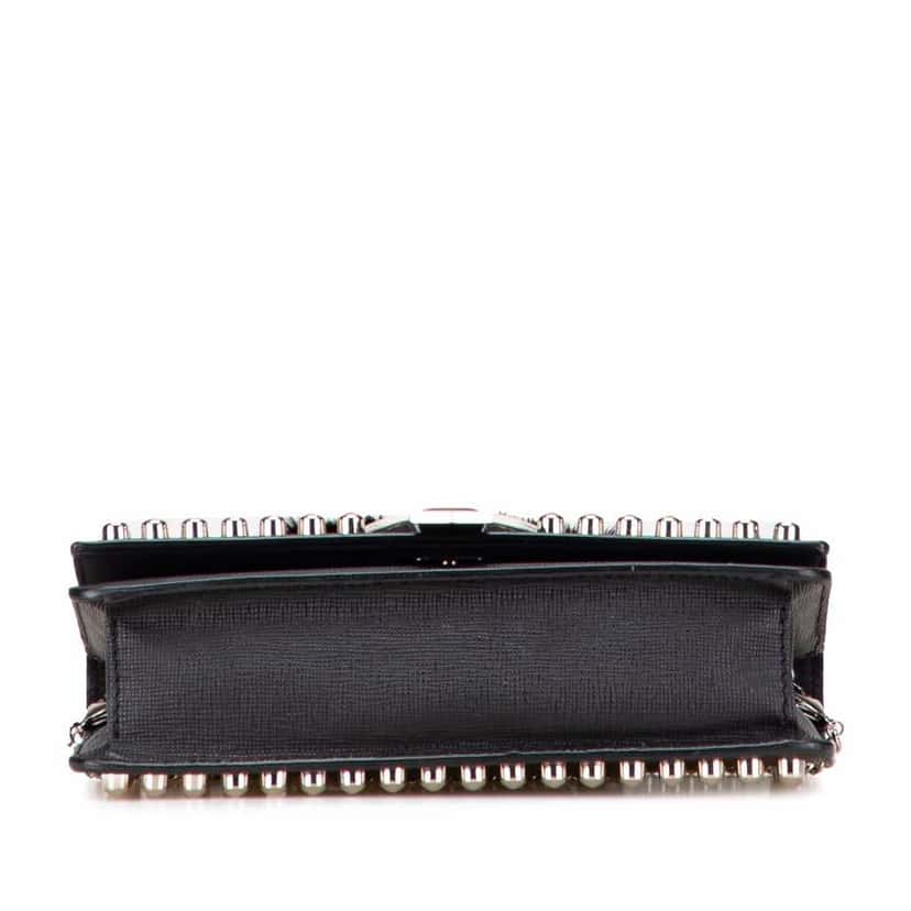 Fendi Studded Leather Karlito Wallet on Chain Black Leather Good condition - Inside View