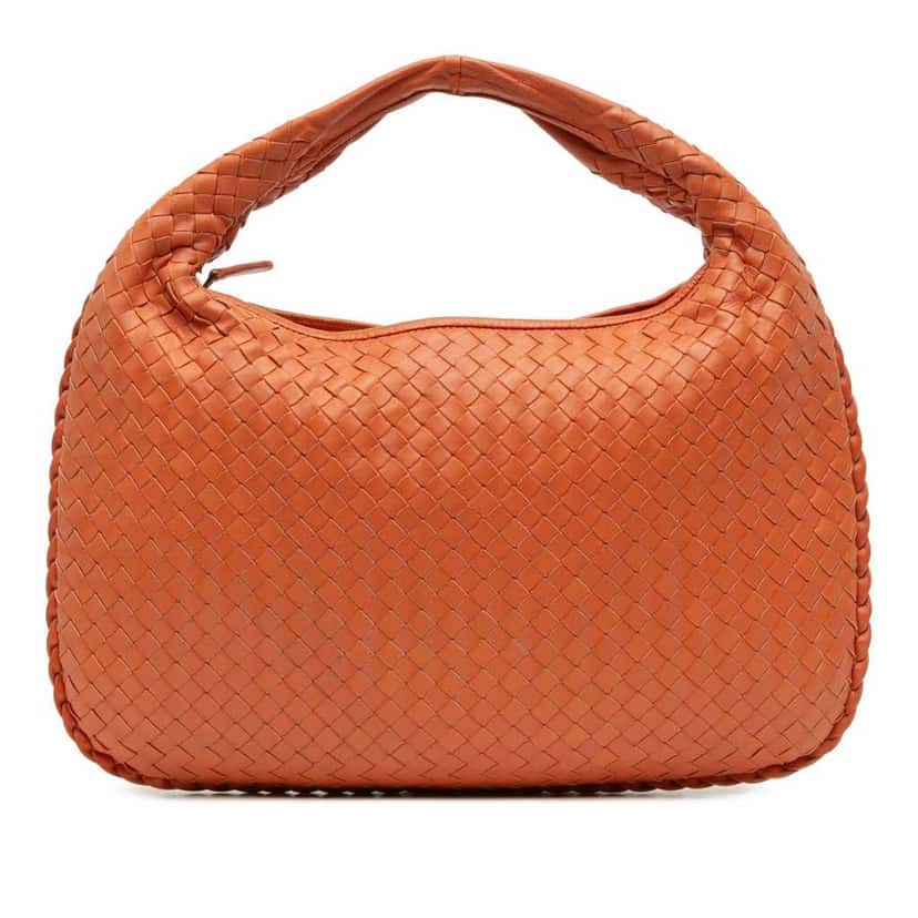 Bottega Veneta Small Nappa Intrecciato Veneta Hobo Orange Leather Good condition - Front View
