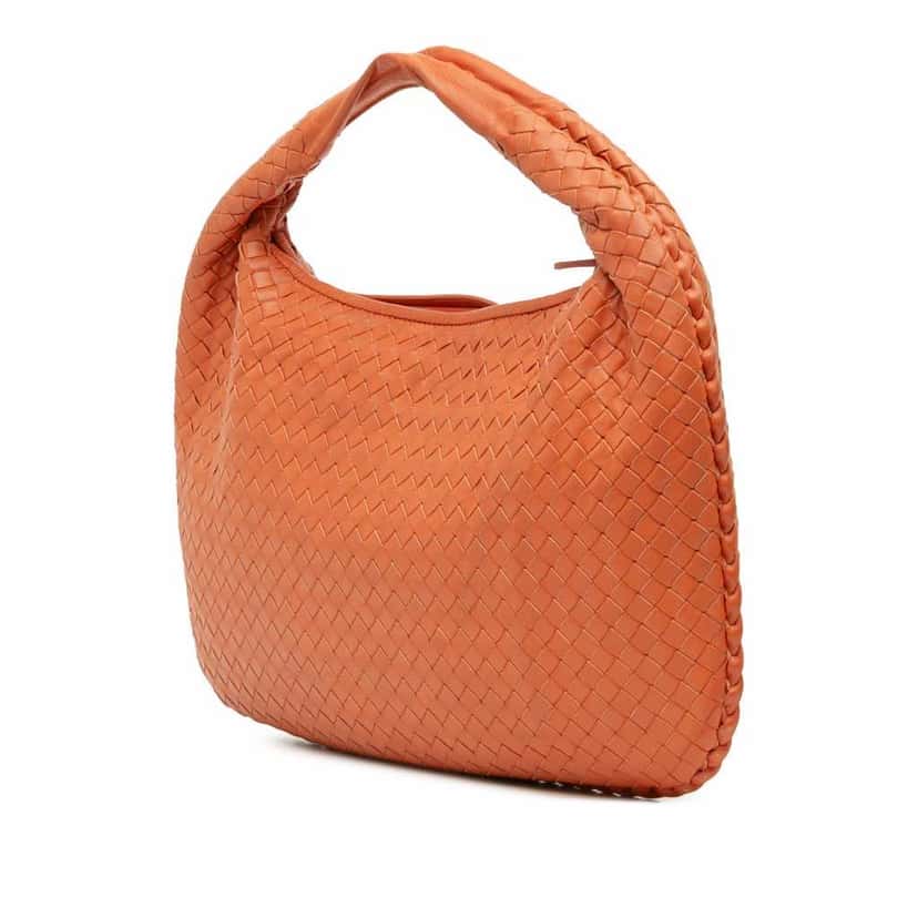 Bottega Veneta Small Nappa Intrecciato Veneta Hobo Orange Leather Good condition - Back View