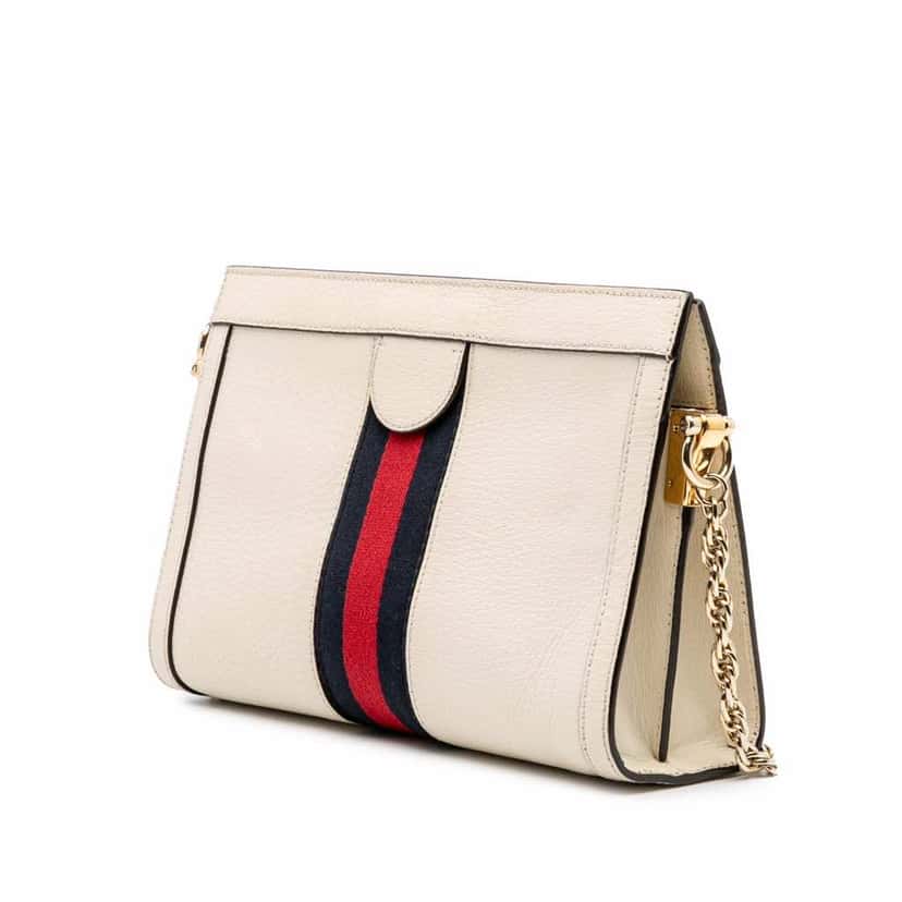 Gucci Small Calfskin Ophidia Chain Crossbody White Leather Fair condition - Back View