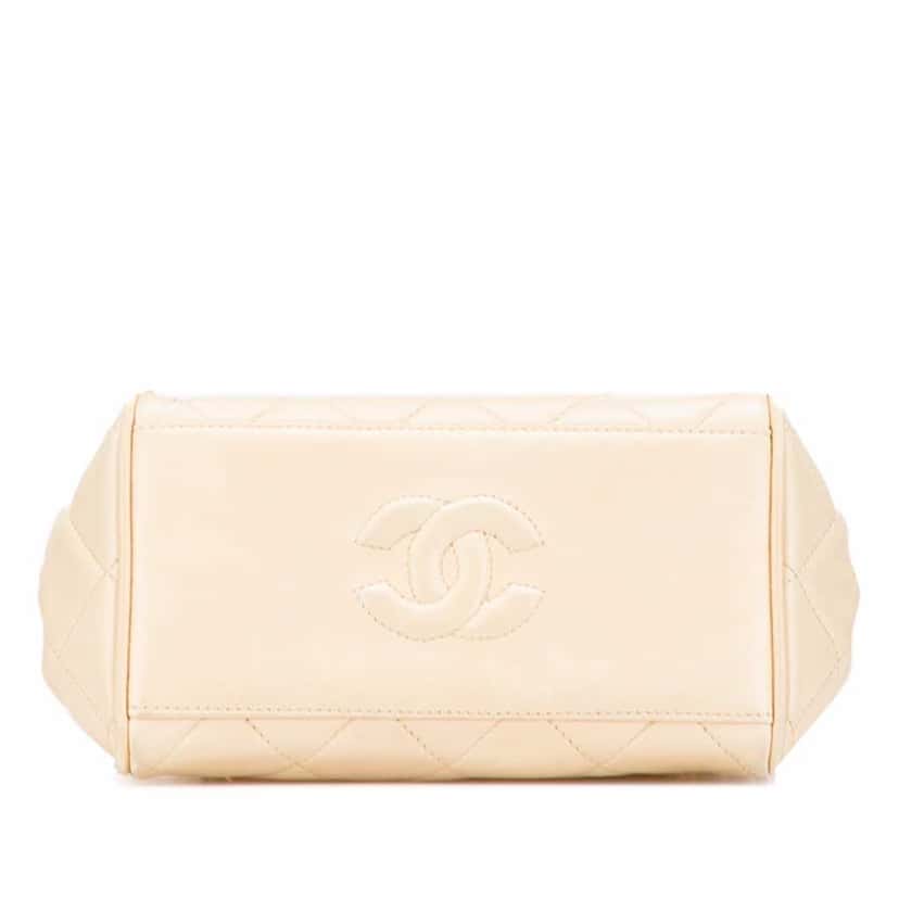 Chanel Quilted Lambskin Chain Shoulder Bag Brown Leather Good condition - Inside View