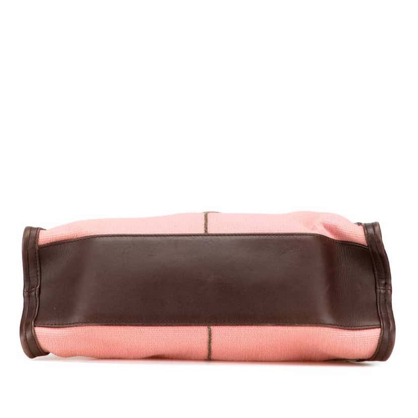 Bottega Veneta Nappa Trimmed Canvas Chain Handbag Pink Canvas Good condition - Inside View