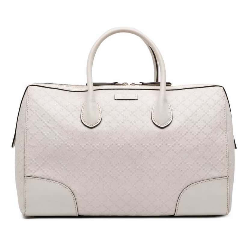 Gucci Medium Diamante Leather Boston Bag White Leather Good condition - Front View