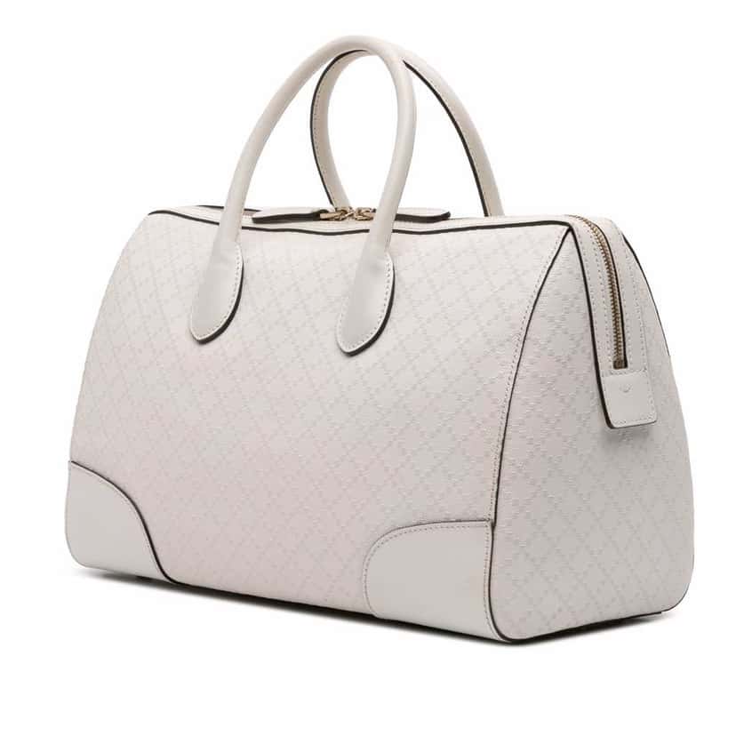 Gucci Medium Diamante Leather Boston Bag White Leather Good condition - Back View