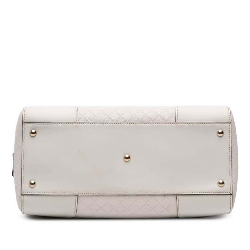 Gucci Medium Diamante Leather Boston Bag White Leather Good condition - Inside View