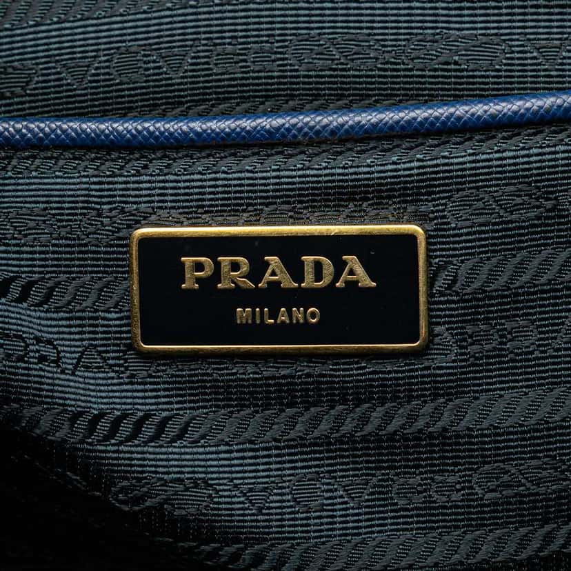 Prada Large Saffiano Lux Galleria Tote Blue Leather Good condition - Box View