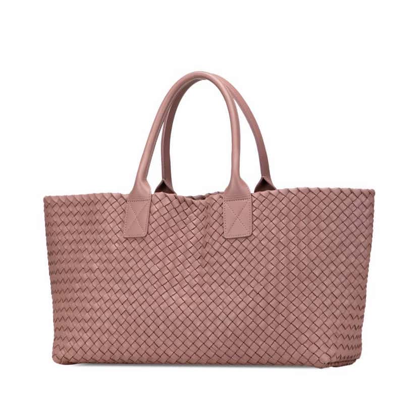 Bottega Veneta Medium Lambskin Intreccio Cabat Tote Pink Leather Good condition - Back View
