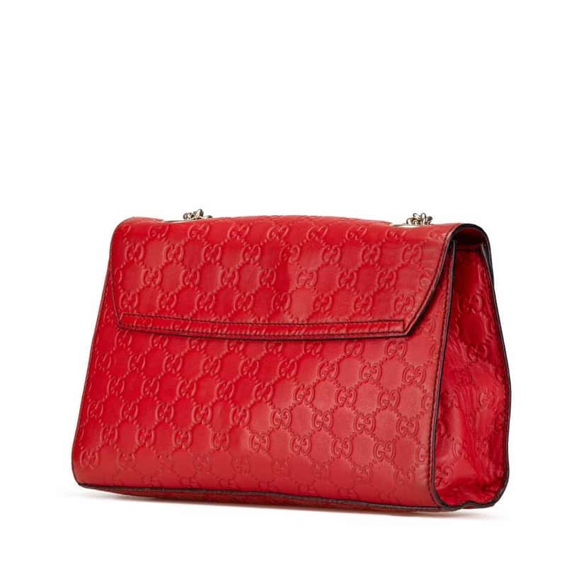 Gucci Medium Guccissima Emily Shoulder Bag Red Leather Good condition - Back View