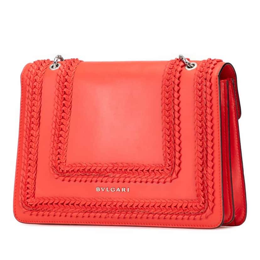 Bvlgari Medium Leather Plisse Serpenti Forever Shoulder Bag Red Leather Good condition - Inside View