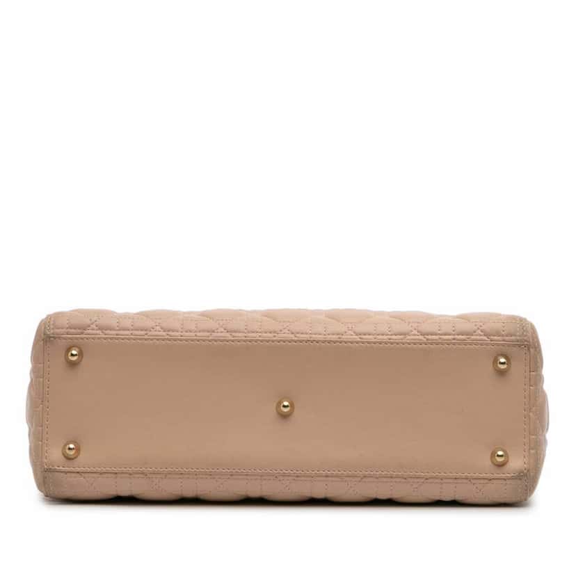 Dior Large Lambskin Cannage Lady Dior Brown Leather Good condition - Inside View