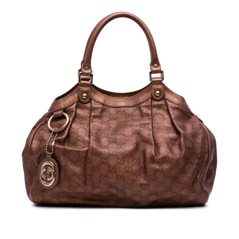 Gucci Medium Guccissima Sukey Tote Brown Leather Good condition - Front View