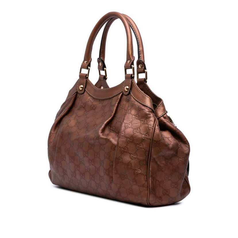 Gucci Medium Guccissima Sukey Tote Brown Leather Good condition - Back View