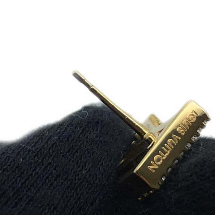 Louis Vuitton Gold Plated and Rhinestones LV Iconic Push Back Earrings Gold Metal Good condition - Model View