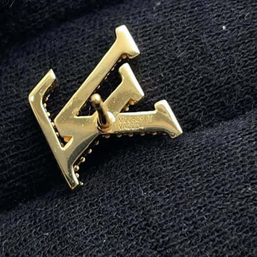 Louis Vuitton Gold Plated and Rhinestones LV Iconic Push Back Earrings Gold Metal Good condition - Box View