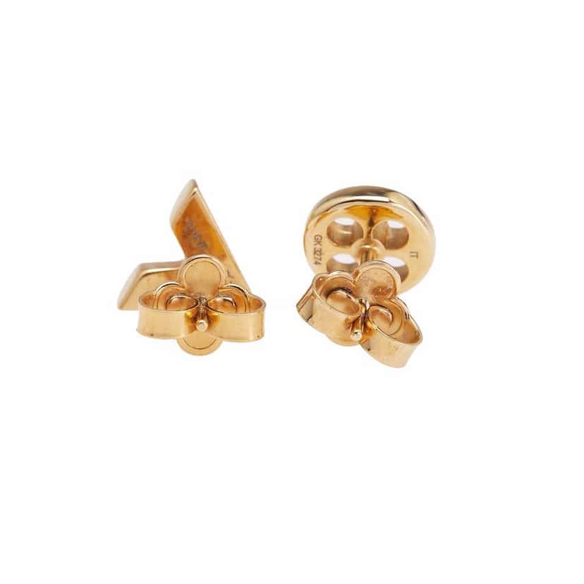 Louis Vuitton Gold Plated Crazy in Lock and Essential V Push Back Earrings Gold Metal Good condition - Back View