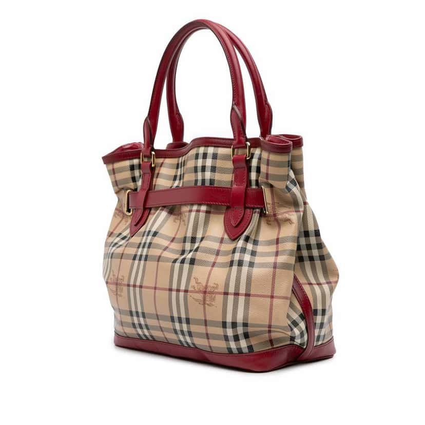 Burberry Haymarket Check Coated Canvas Golderton Satchel Brown Canvas Good condition - Back View