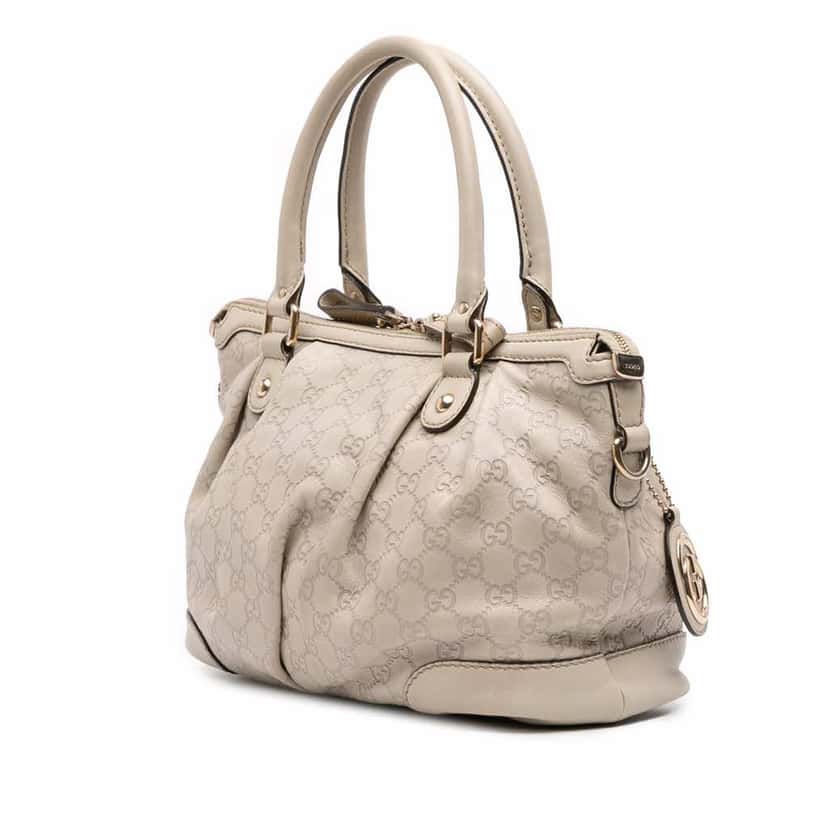 Gucci Guccissima Sukey Satchel White Leather Good condition - Back View