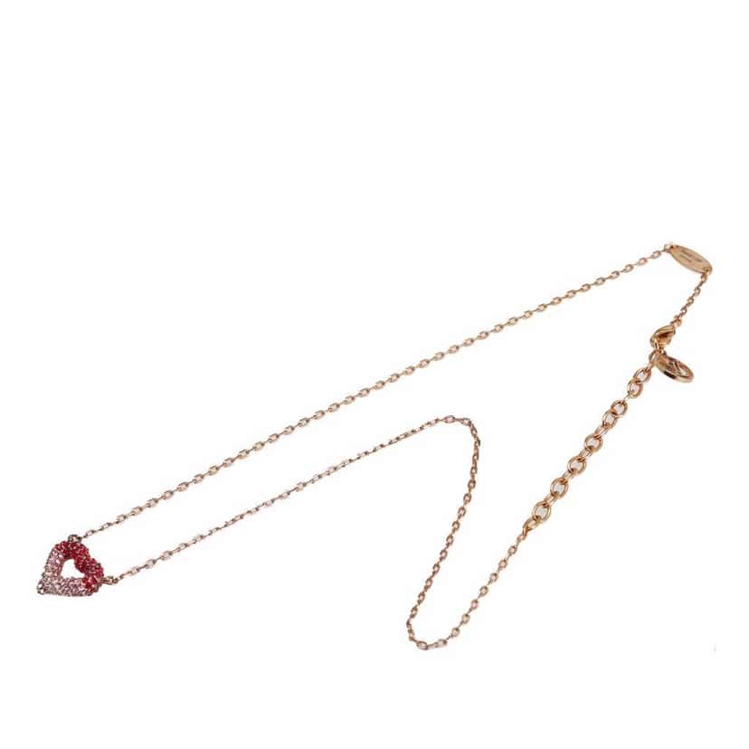 Louis Vuitton Gold Plated Crystal Heart Necklace Gold Metal Good condition - Inside View