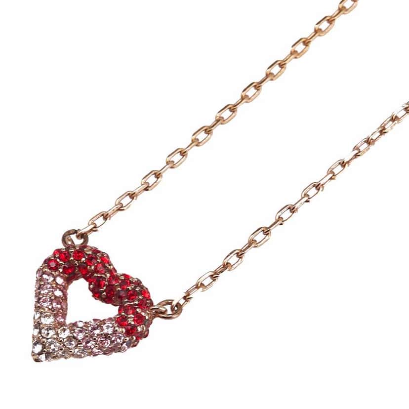 Louis Vuitton Gold Plated Crystal Heart Necklace Gold Metal Good condition - Model View