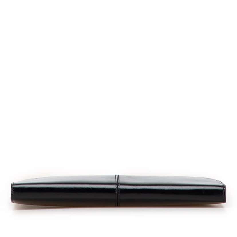 Fendi Glazed Calfskin Slim Peekaboo Turn Lock Clutch Black Leather Good condition - Inside View