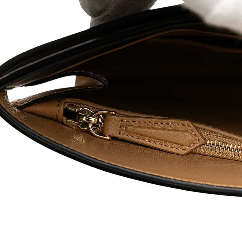 Fendi Glazed Calfskin Slim Peekaboo Turn Lock Clutch Black Leather Good condition - Box View
