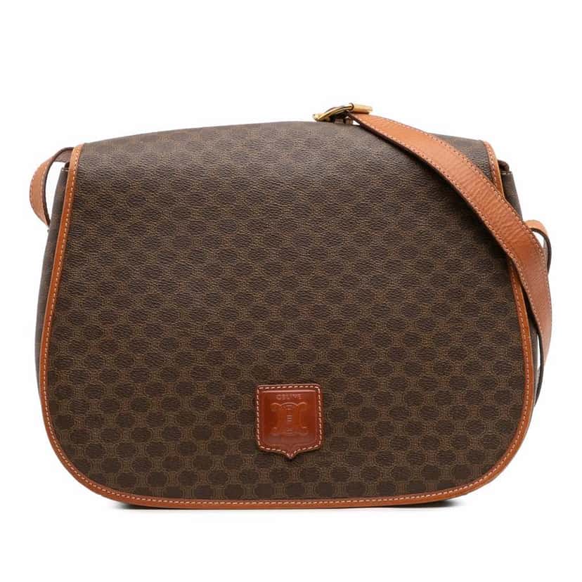 Celine Macadam Coated Canvas Crossbody Brown Canvas Good condition - Front View