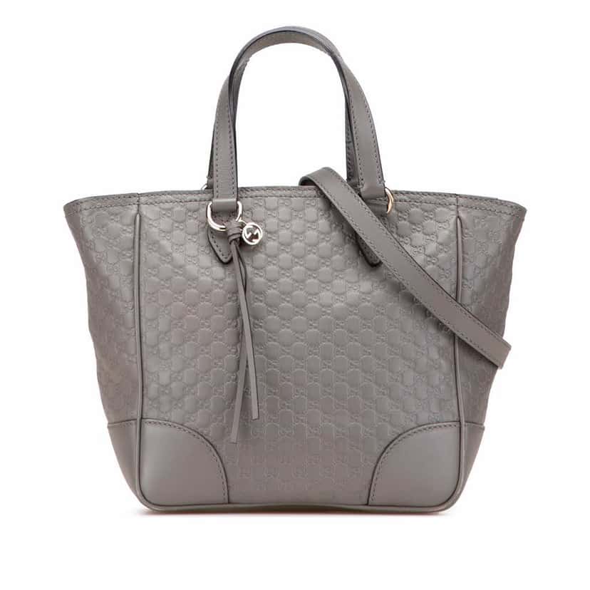 Gucci Small Microguccissima Bree Satchel Grey Leather Very good condition - Front View