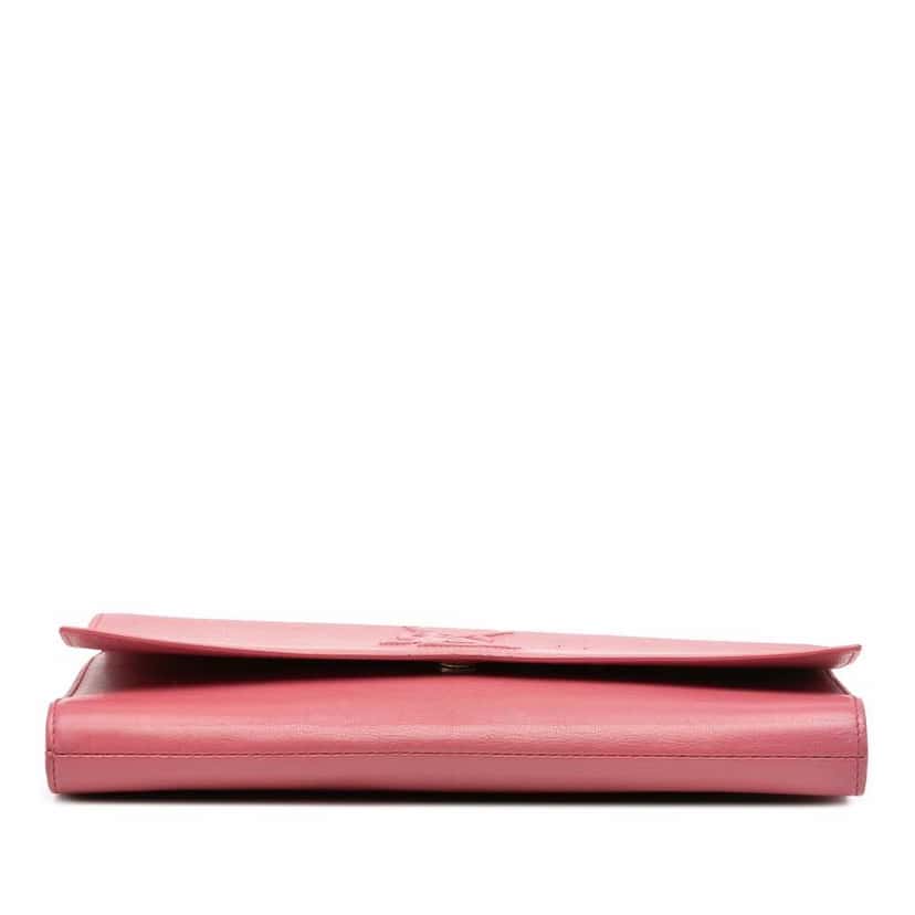 Yves Saint Laurent Large Leather Belle de Jour Clutch Pink Leather Good condition - Inside View