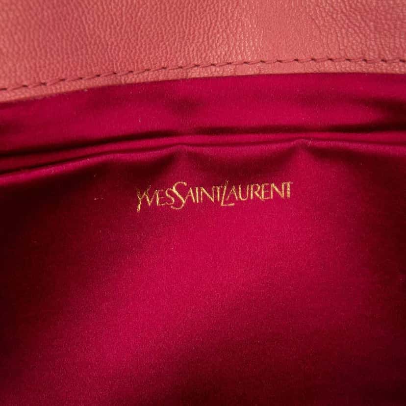 Yves Saint Laurent Large Leather Belle de Jour Clutch Pink Leather Good condition - Box View