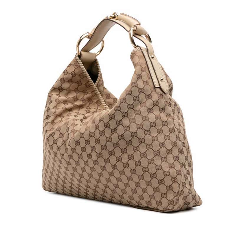 Gucci Large GG Canvas Horsebit Hobo Brown Canvas Good condition - Back View
