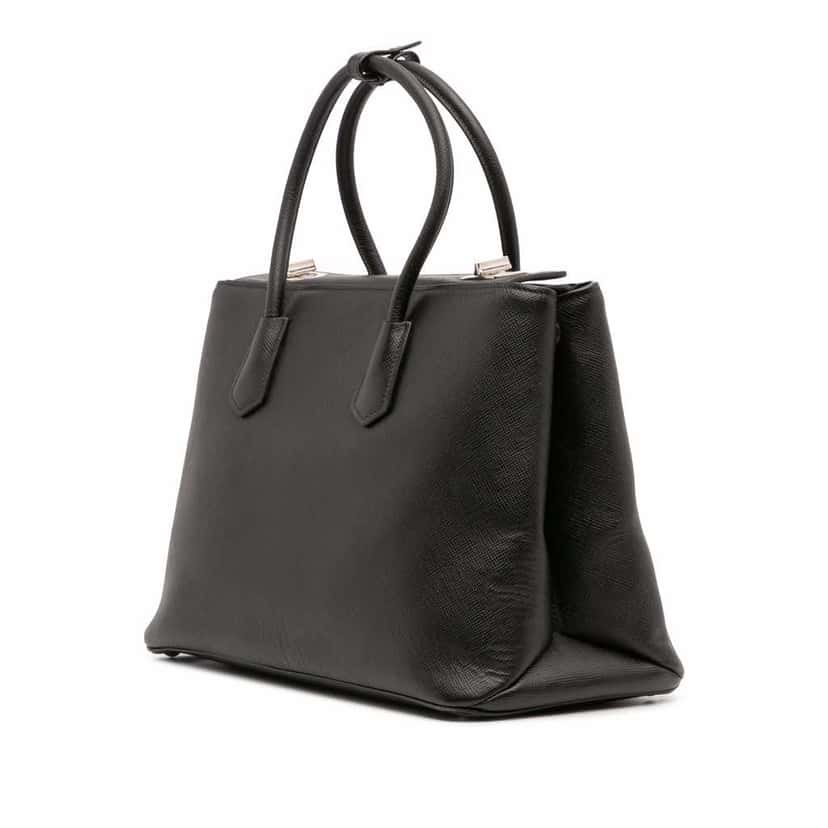 Prada Saffiano Cuir Turnlock Twin Satchel Black Leather Good condition - Back View